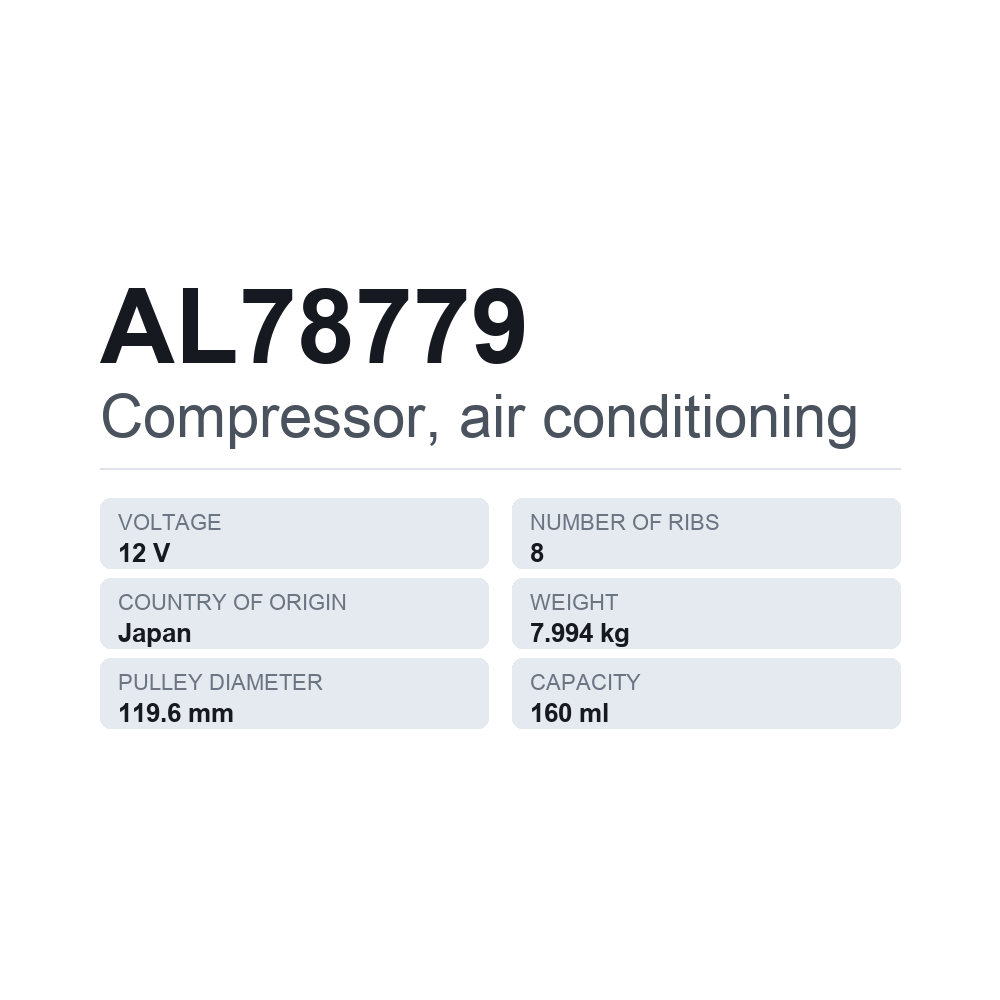 Klimakompressor AL78779 — technisches Datenblatt