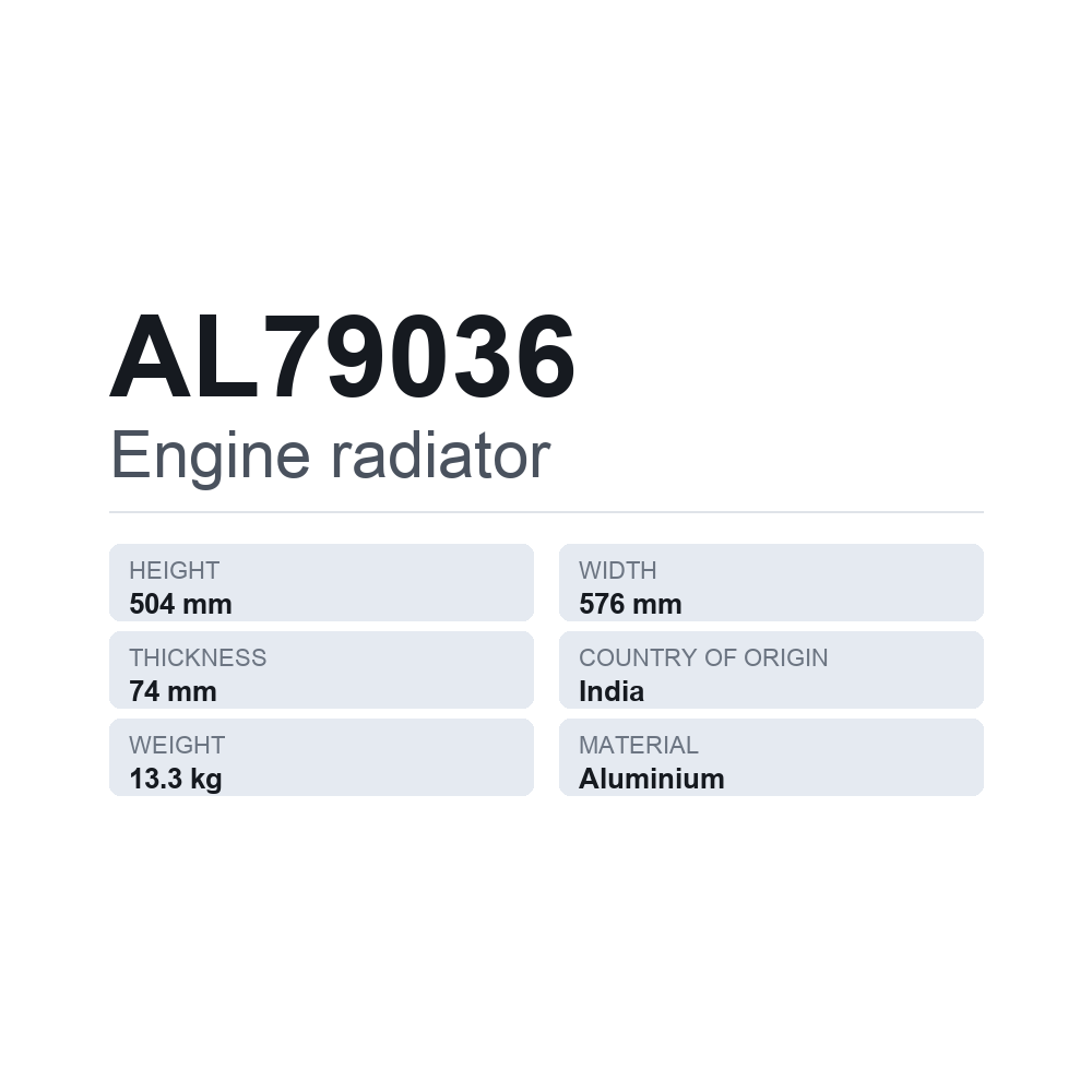 Motorkühler AL79036 — technisches Datenblatt