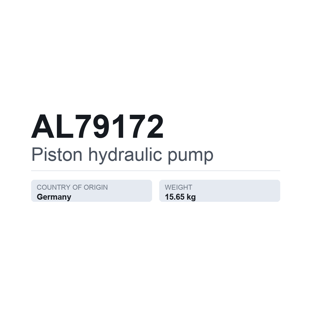 Hydraulische Kolbenpumpe AL79172 — technisches Datenblatt
