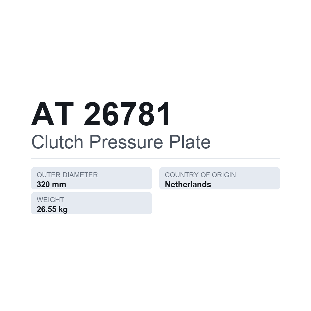 Kupplungsdruckplatte AT 26781 — technisches Datenblatt