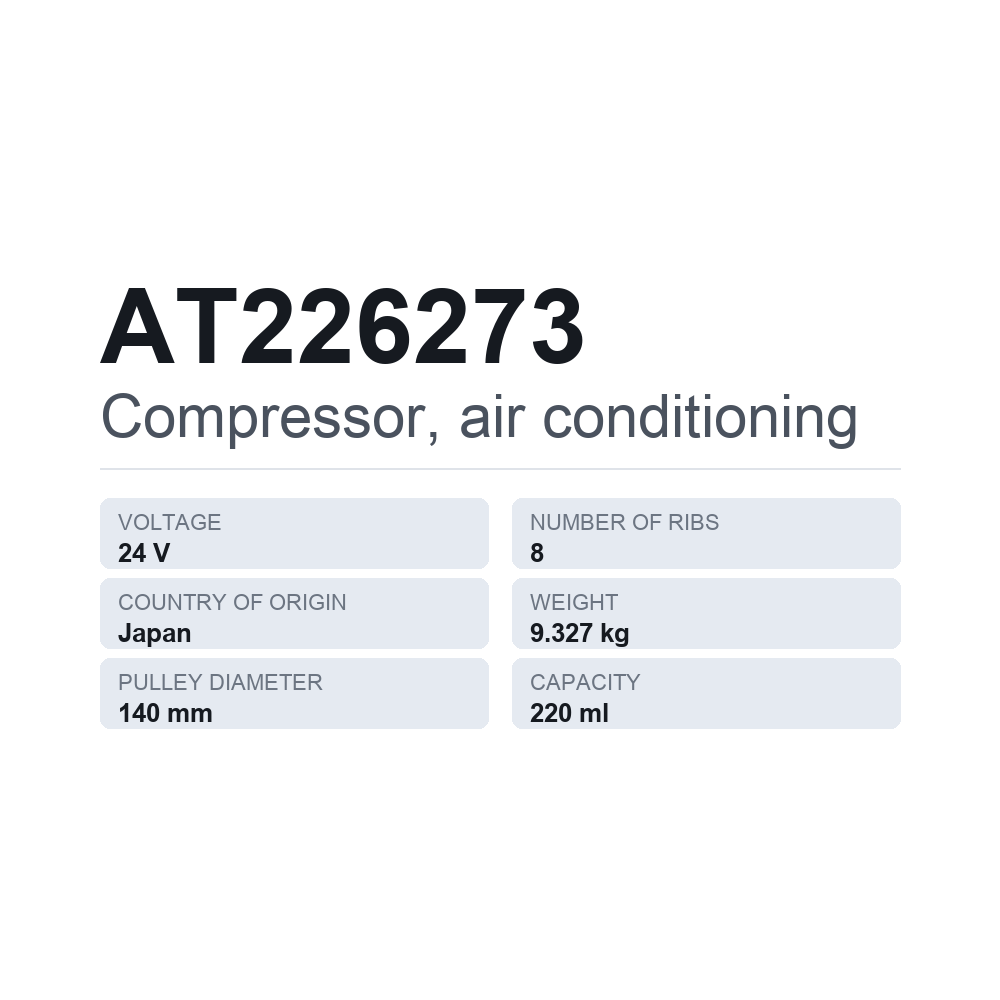Klimakompressor AT226273 — technisches Datenblatt