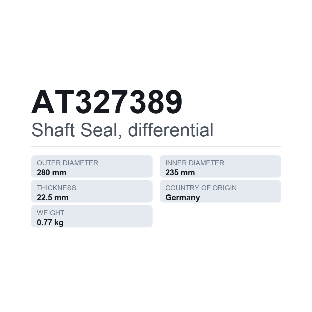 Wellendichtring, Differential AT327389 — technisches Datenblatt