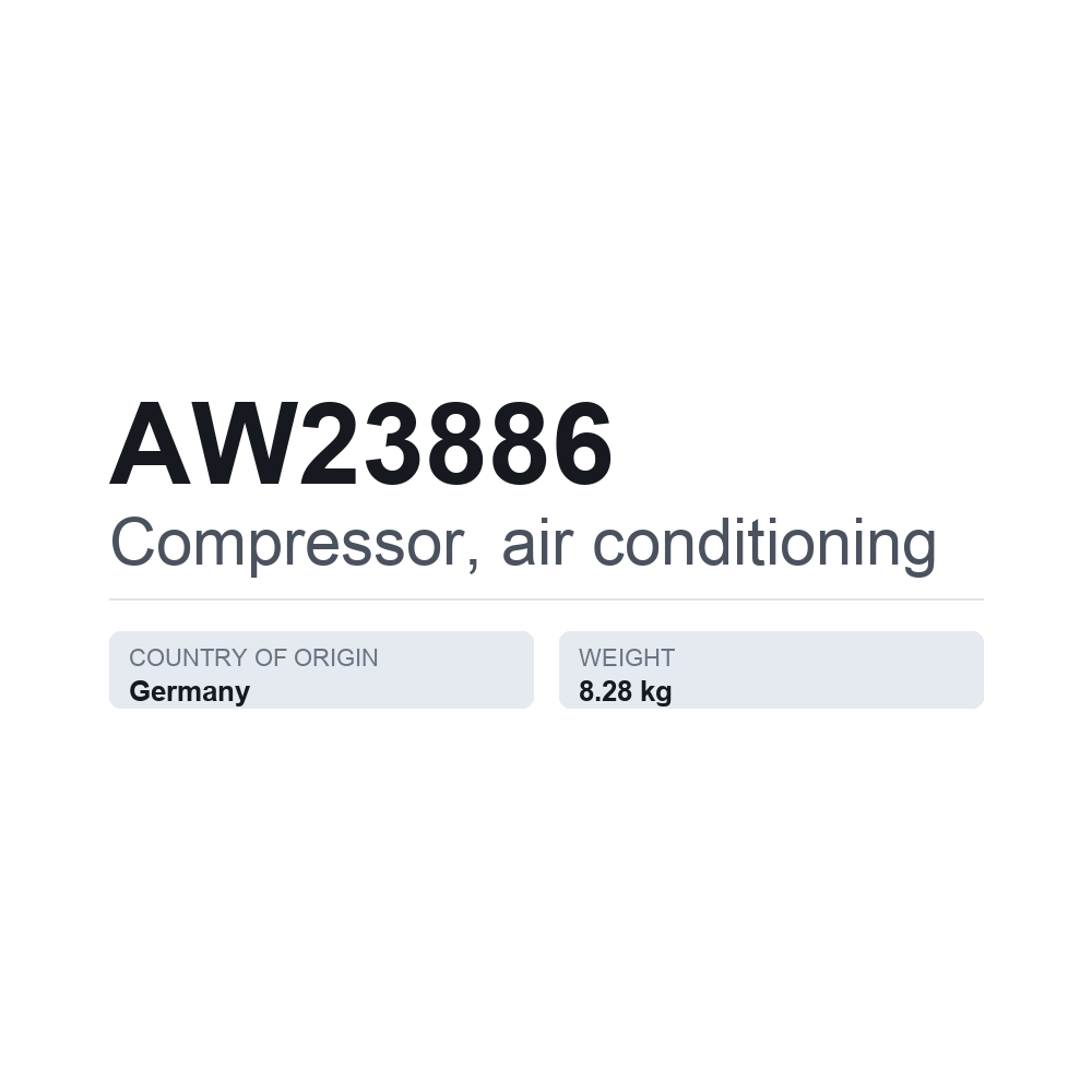 Klimakompressor AW23886 — technisches Datenblatt