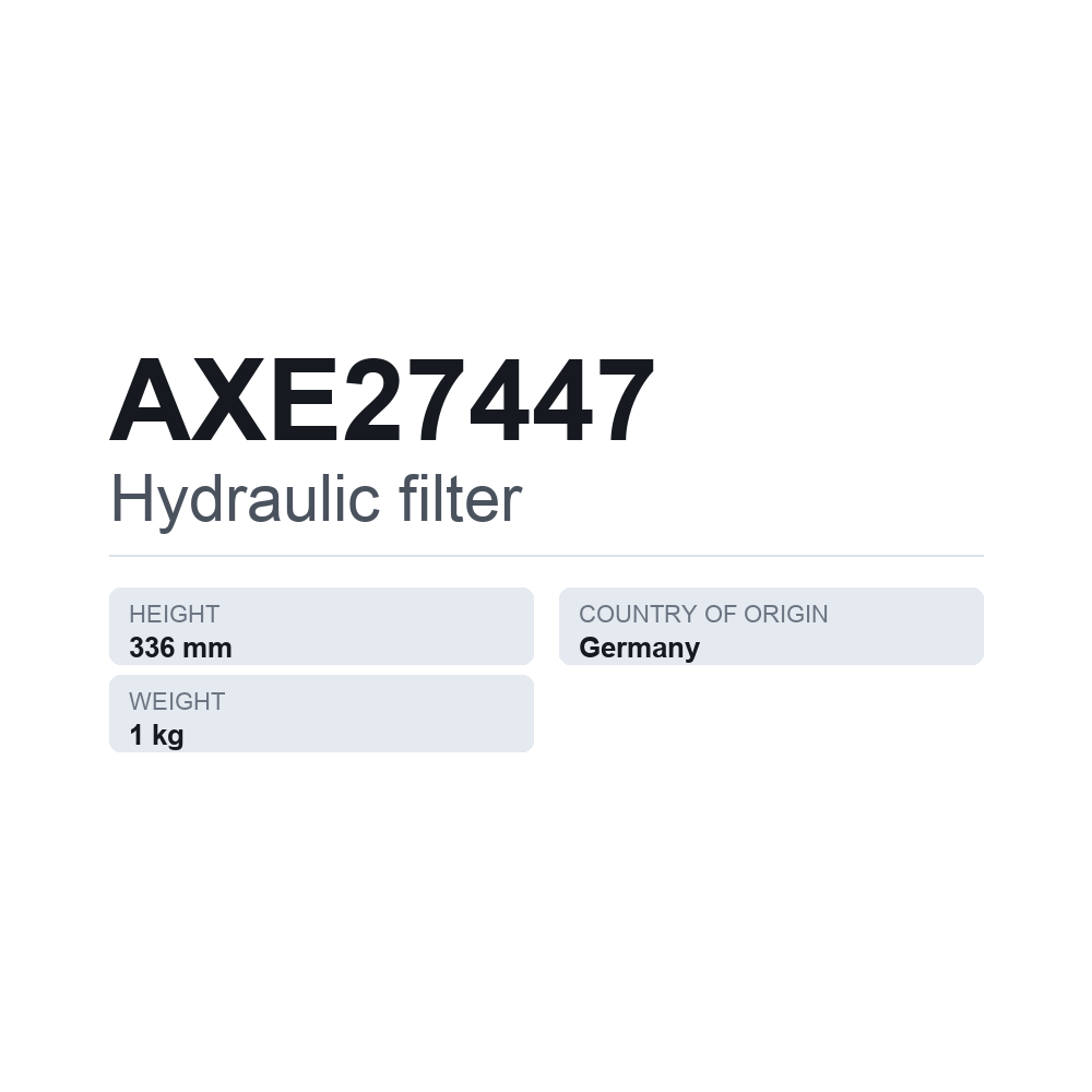 Hydraulikfilter AXE27447 — teknisk datablad