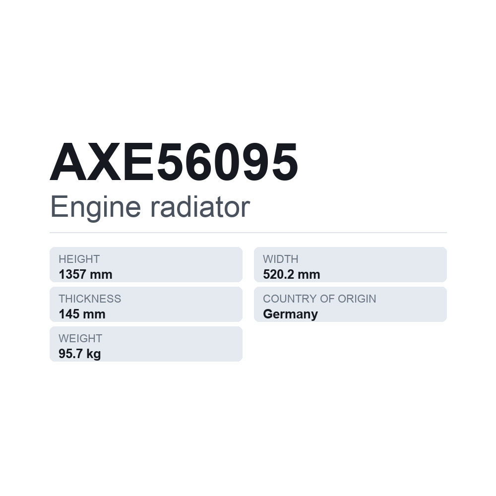 Motorkühler AXE56095 — technisches Datenblatt