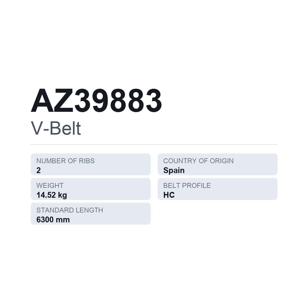 Kiilahihna AZ39883 — tekninen tietokortti