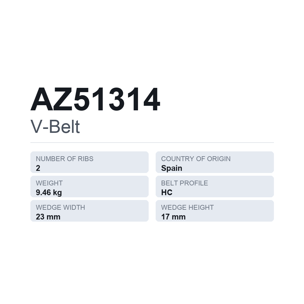 Kiilahihna AZ51314 — tekninen tietokortti