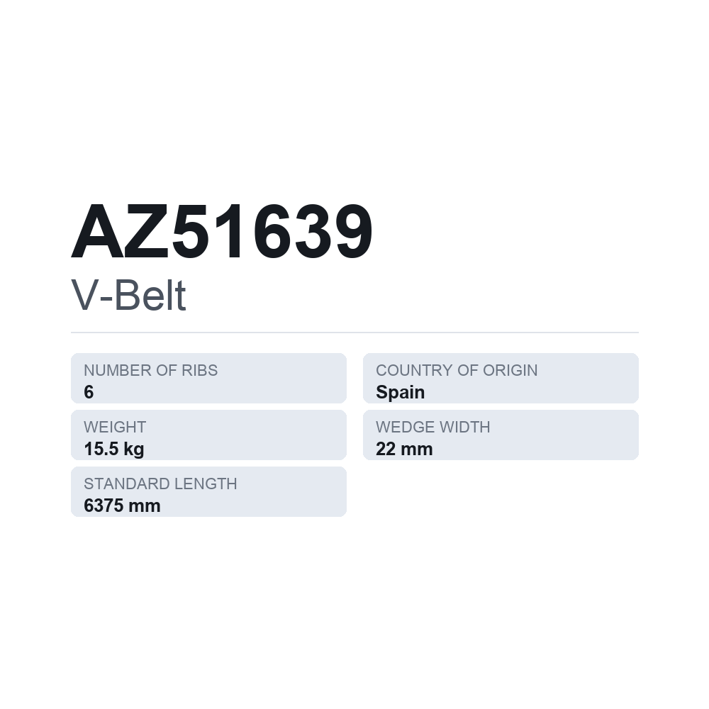 Keilriemen AZ51639 — technisches Datenblatt