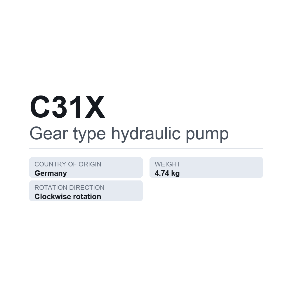 Hydraulische Zahnradpumpe C31X — technisches Datenblatt