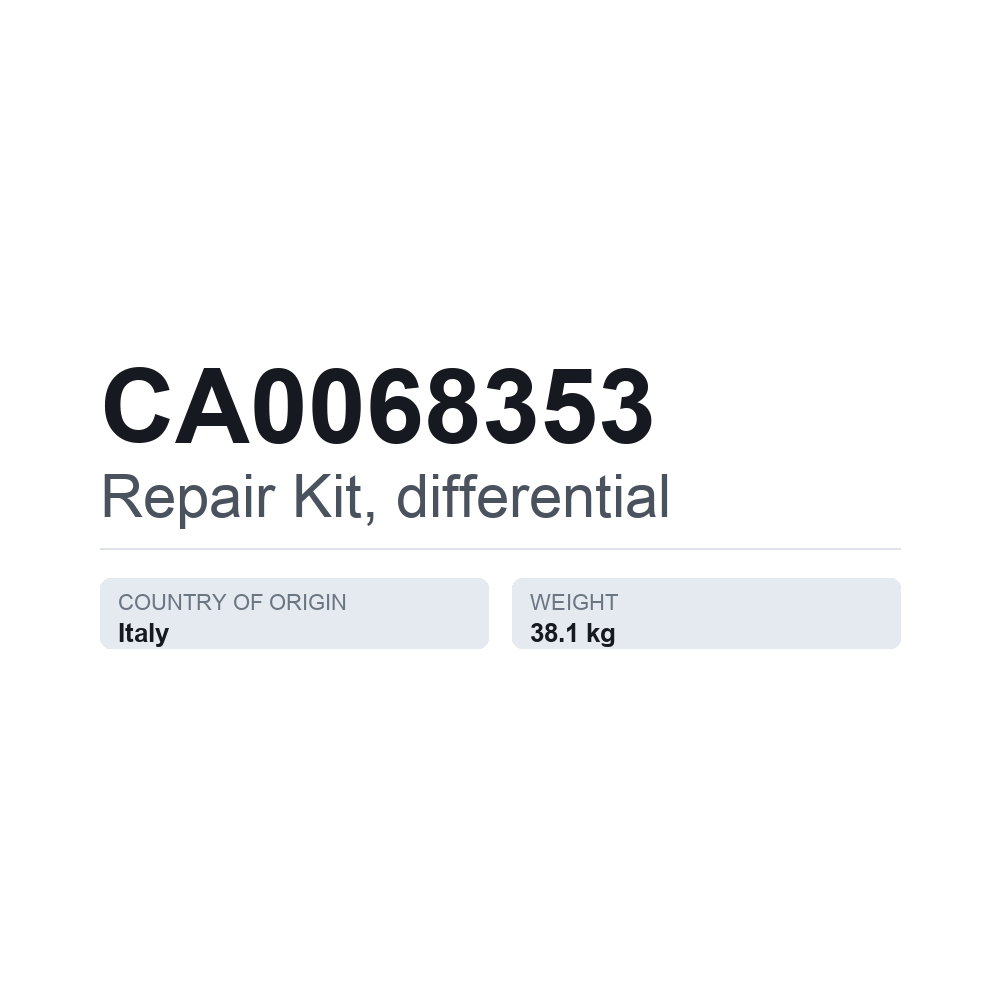 Reparatursatz, Differential CA0068353 — technisches Datenblatt
