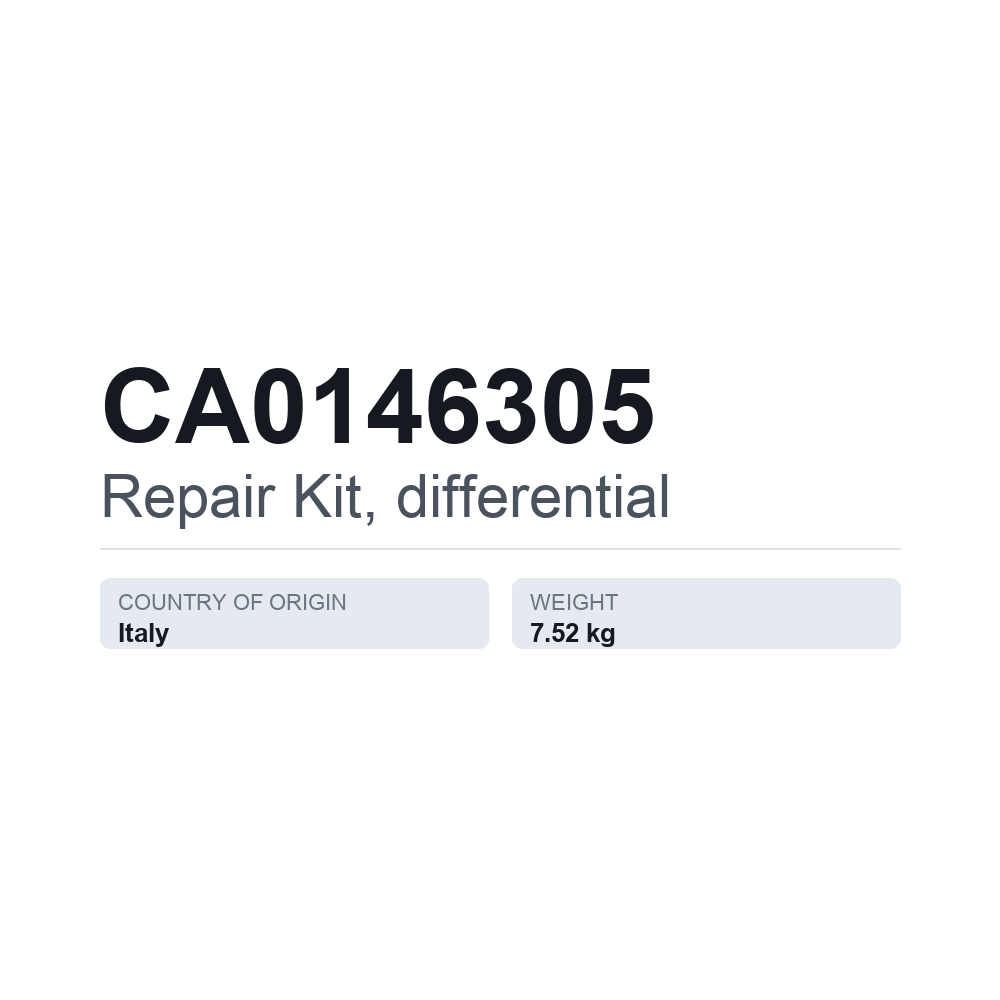 Reparatursatz, Differential CA0146305 — technisches Datenblatt