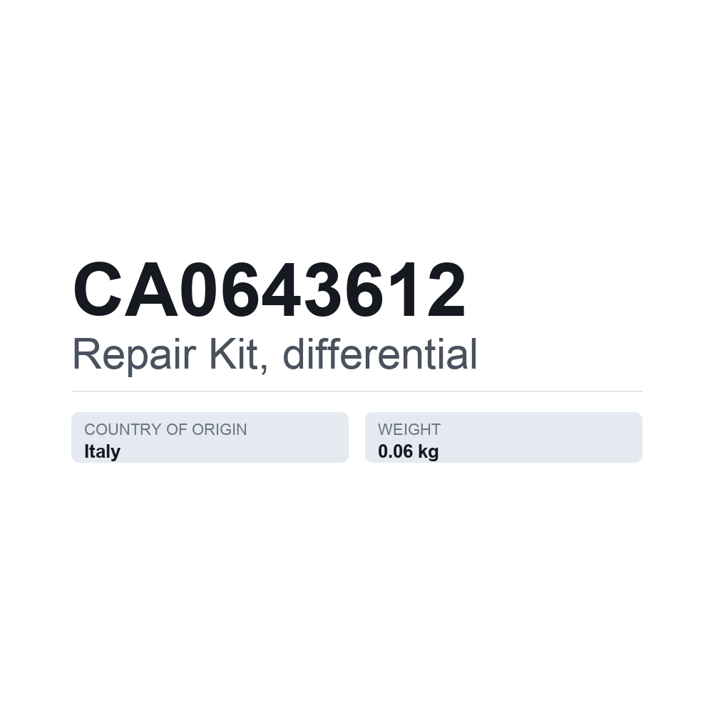 Reparatursatz, Differential CA0643612 — technisches Datenblatt