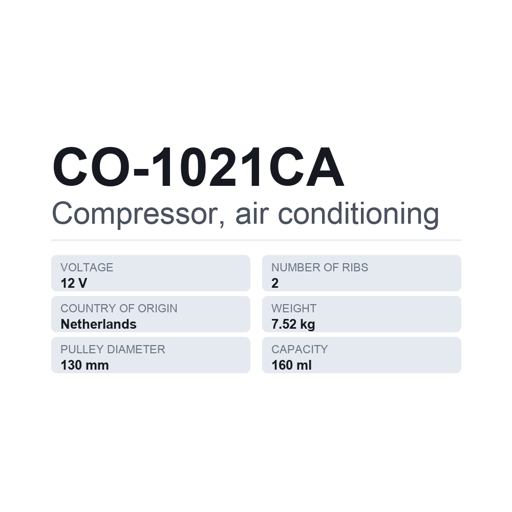 Klimakompressor CO-1021CA — technisches Datenblatt