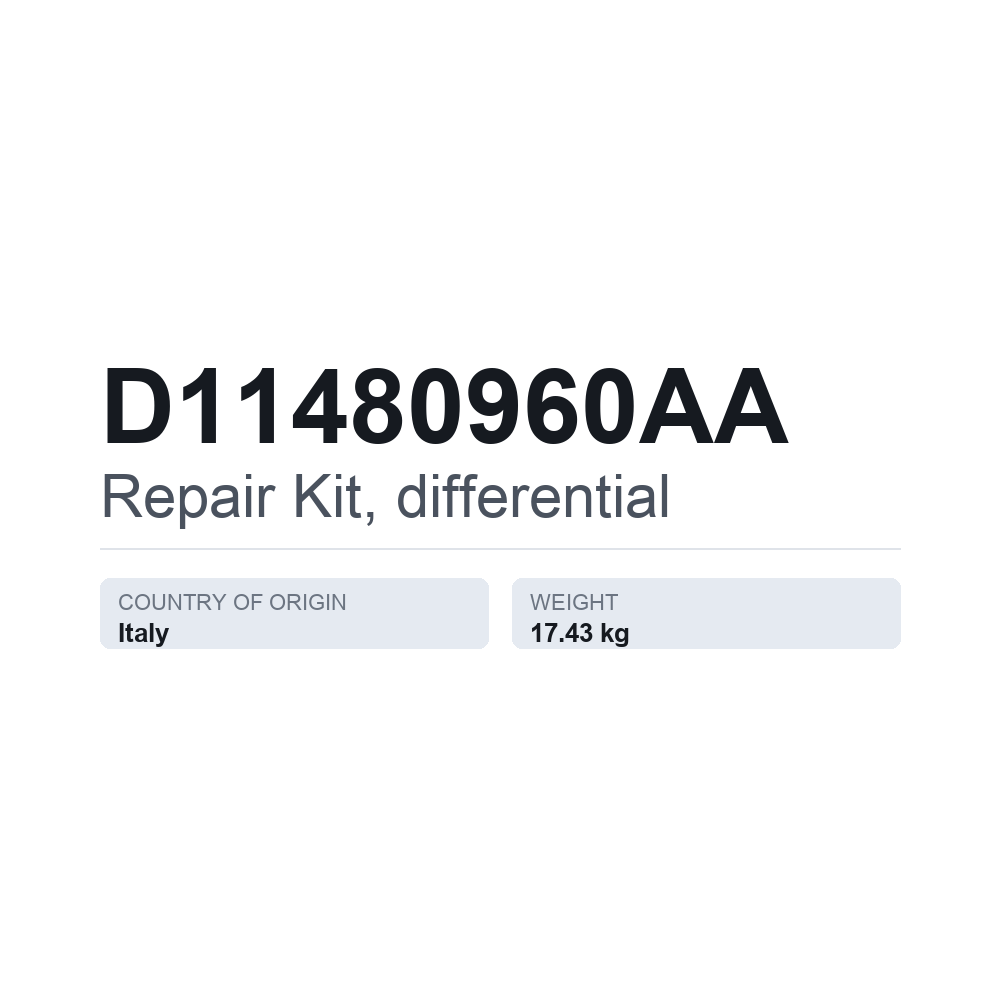 Reparatursatz, Differential D11480960AA — technisches Datenblatt