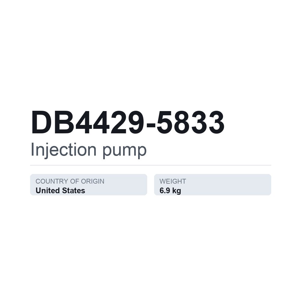 Indsprøjtningspumpe DB4429-5833 — teknisk datablad