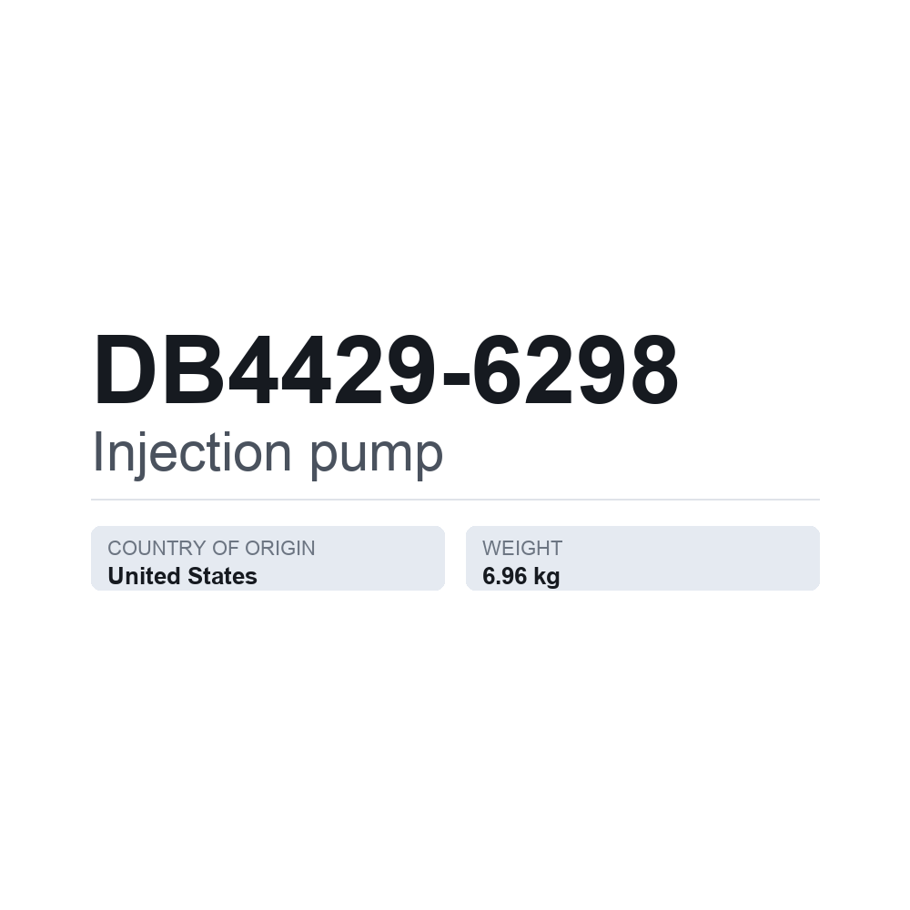 Indsprøjtningspumpe DB4429-6298 — teknisk datablad