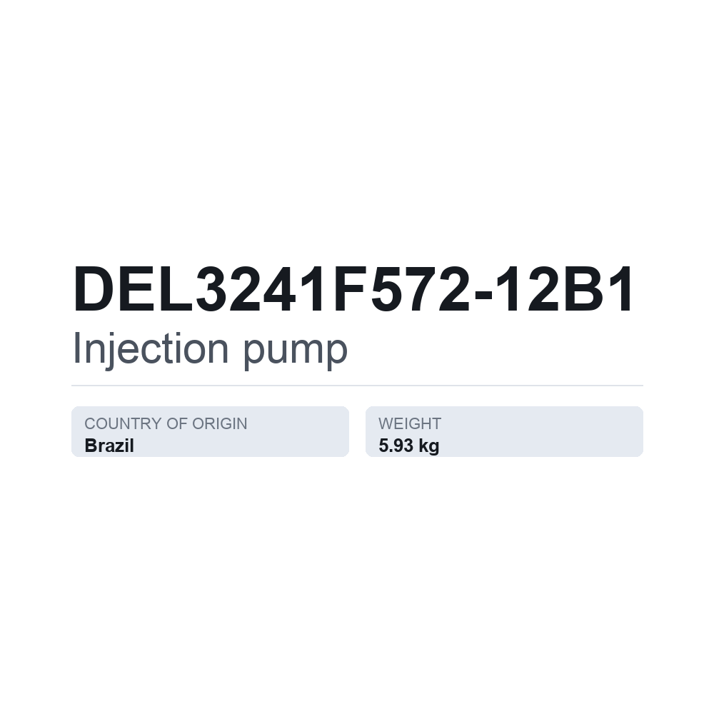 Indsprøjtningspumpe DEL3241F572-12B1 — teknisk datablad