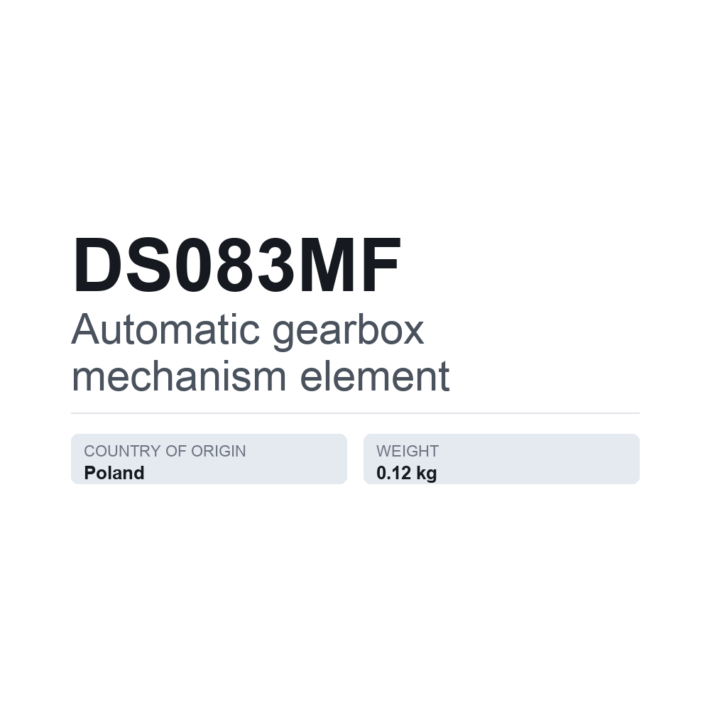 Mechanikelement, Automatikgetriebe DS083MF — technisches Datenblatt