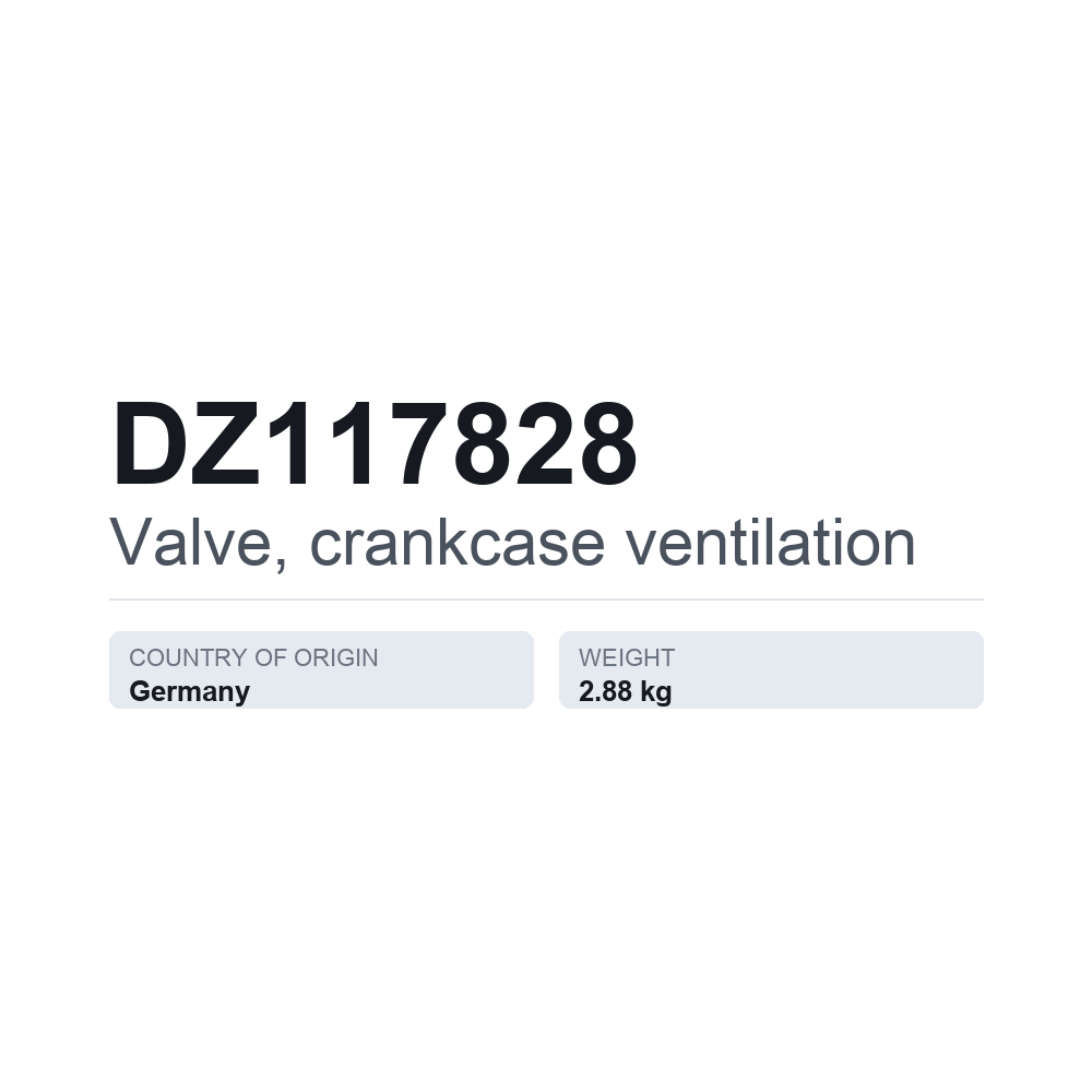 Ventil, krumtaphusudluftning DZ117828 — teknisk datablad