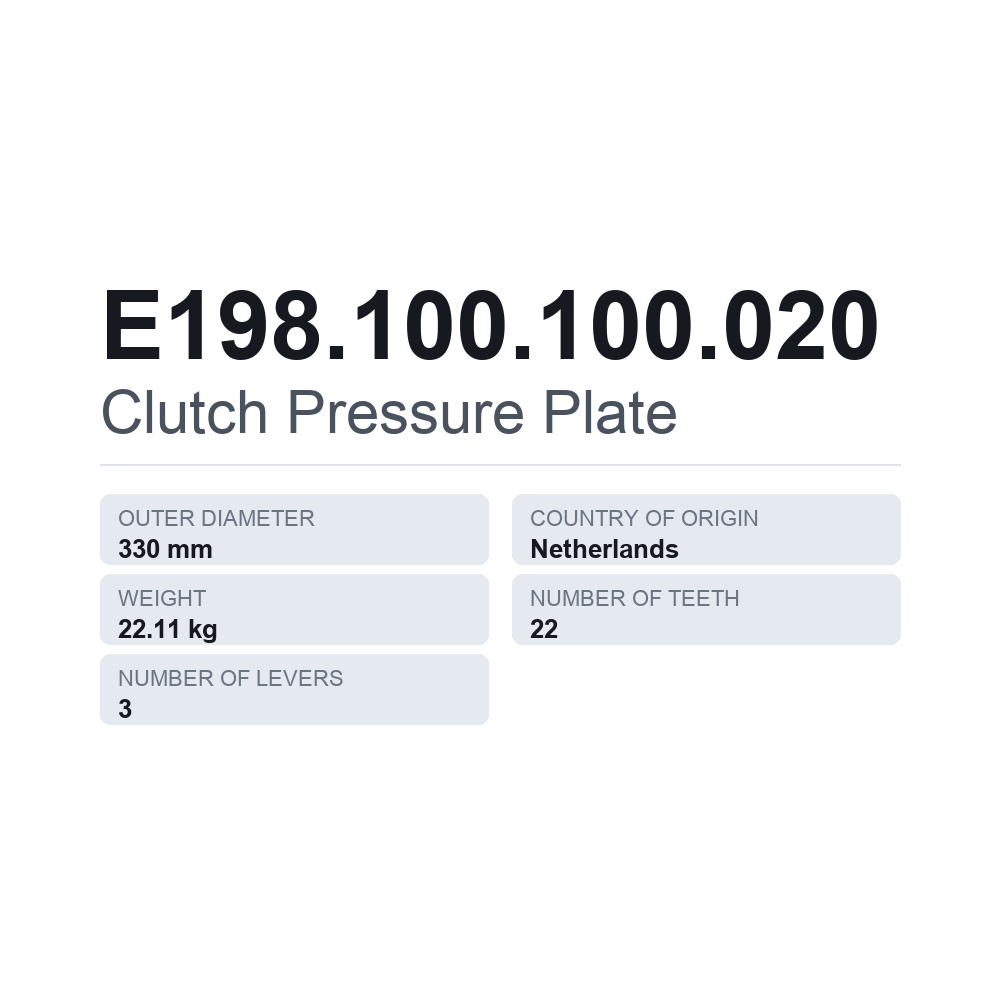 Kupplungsdruckplatte E198.100.100.020 — technisches Datenblatt