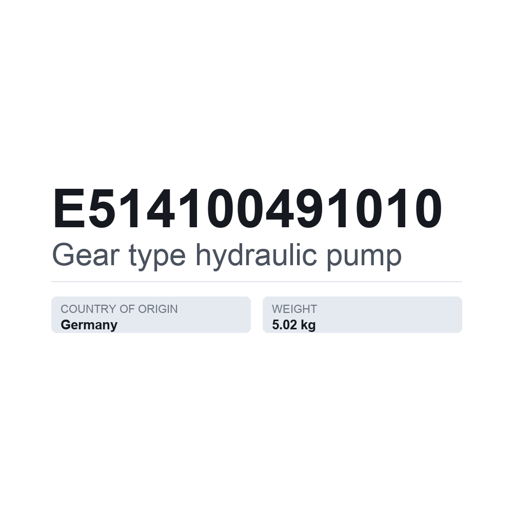 Hydraulisk kugghjulspump E514100491010 — tekniskt datablad