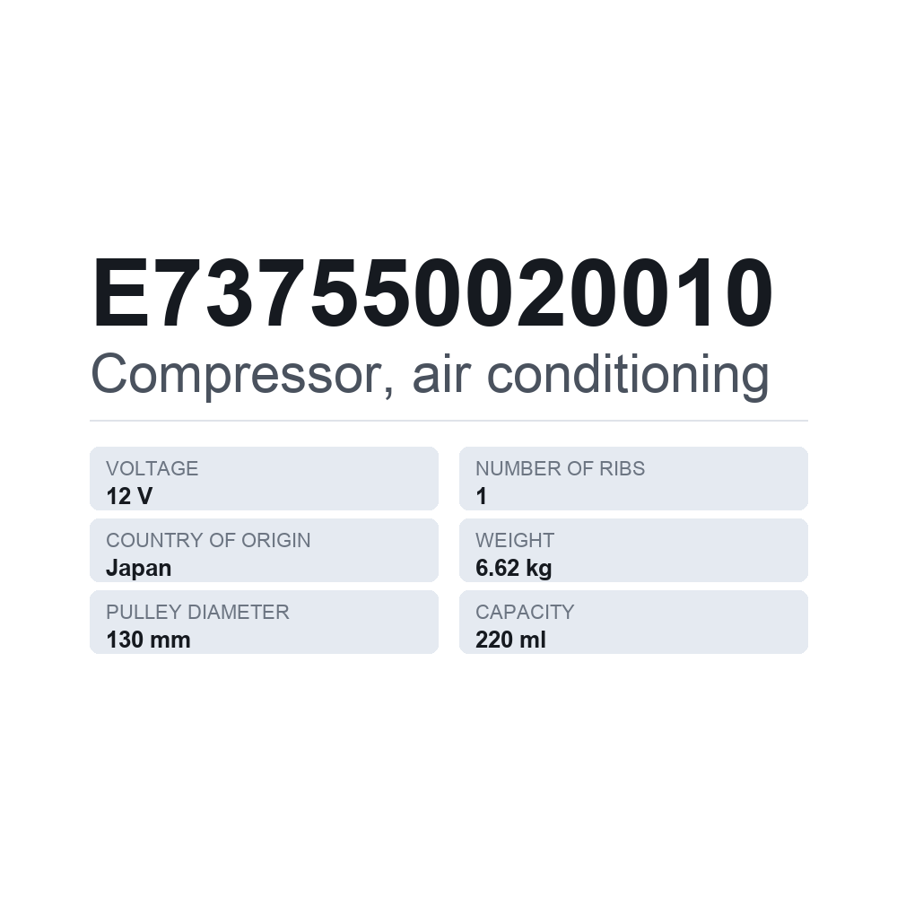 Klimakompressor E737550020010 — technisches Datenblatt