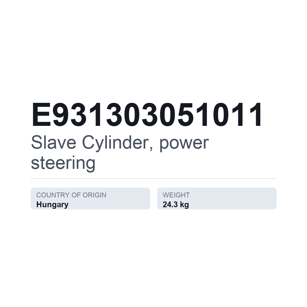 Arbejdscylinder, servostyring E931303051011 — teknisk datablad