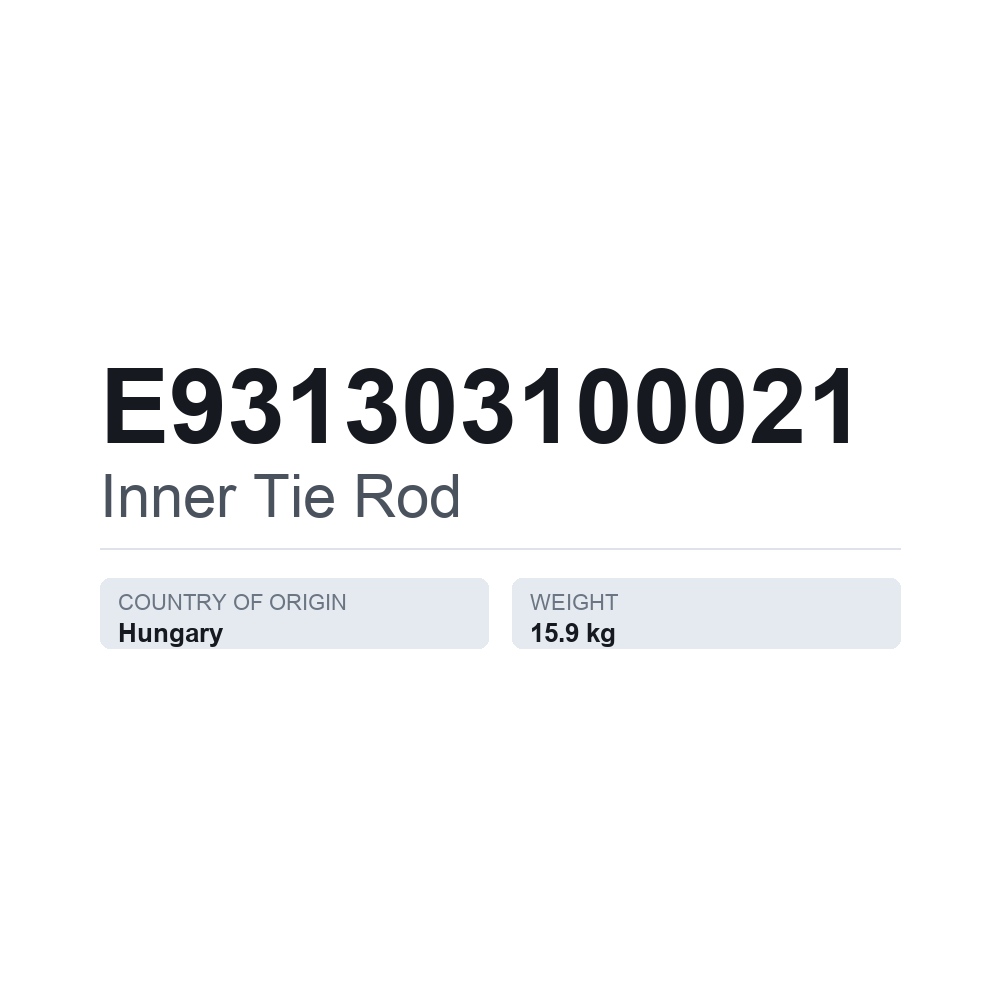 Inre styrled E931303100021 — tekniskt datablad