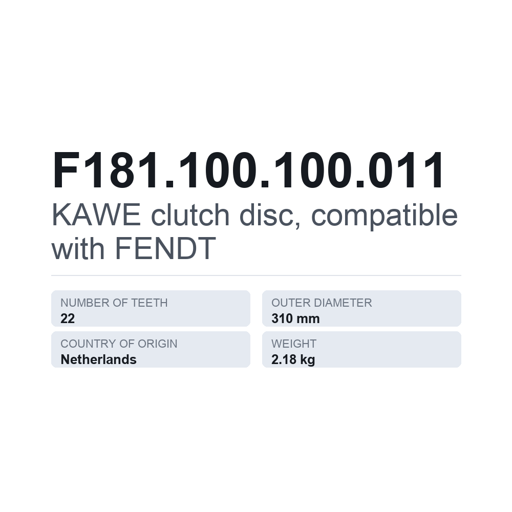 KAWE sankabos diskas, tinka FENDT F181.100.100.011 — techninių duomenų kortelė