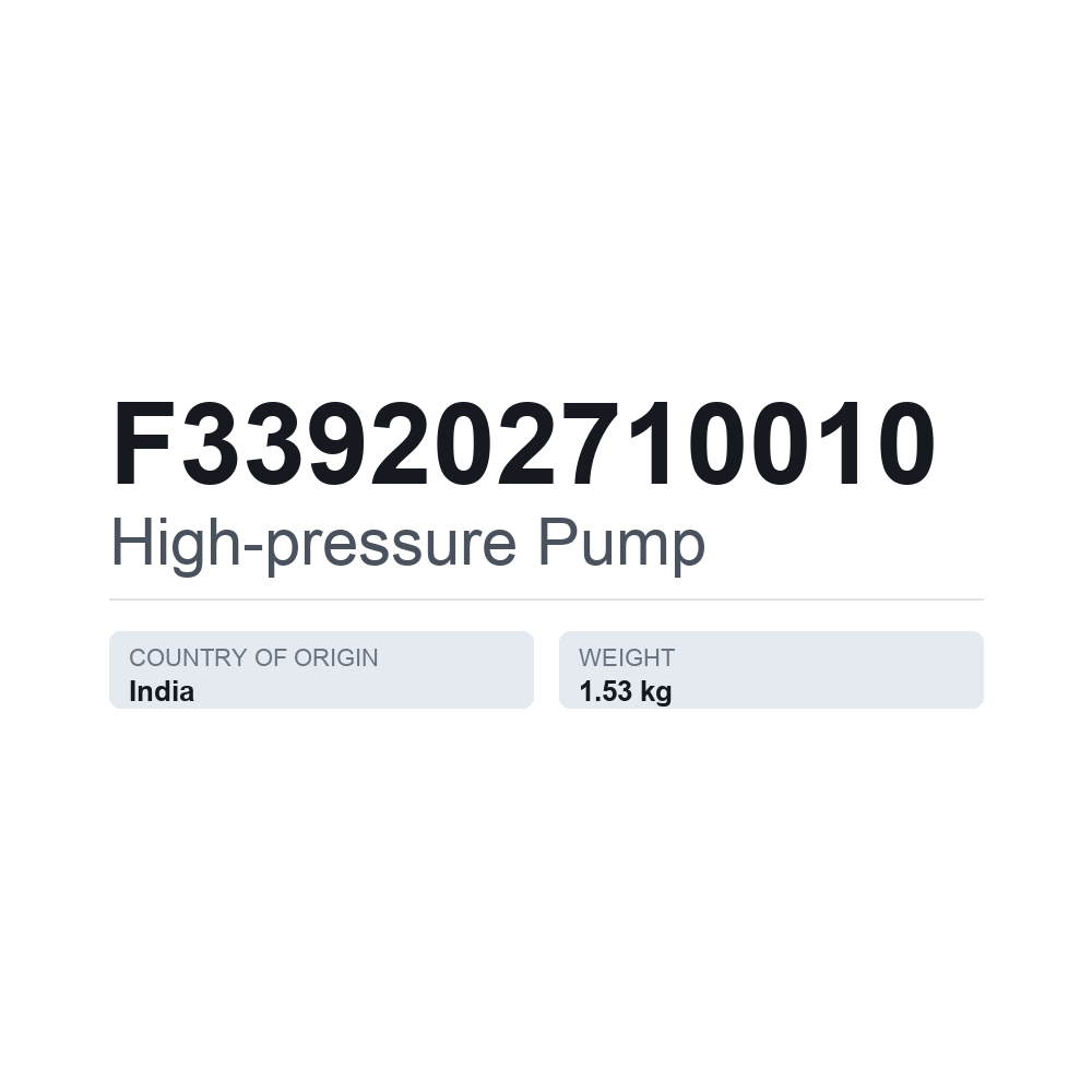 Korkeapainepumppu F339202710010 — tekninen tietokortti