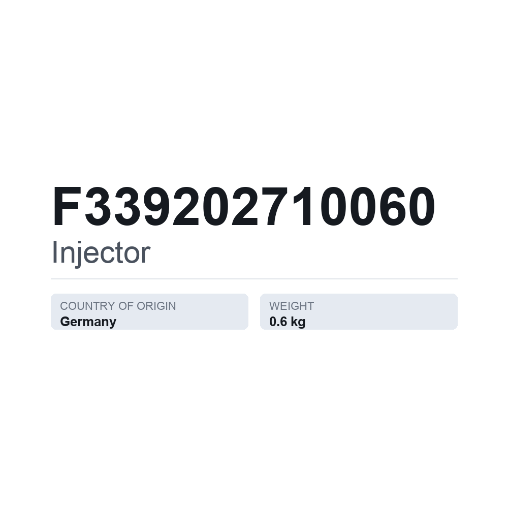 Indsprøjtningsdyse F339202710060 — teknisk datablad