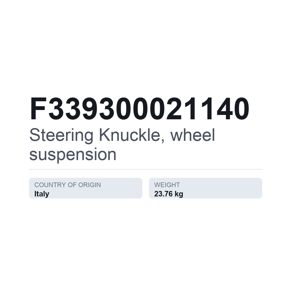 Styrespindel, hjulophæng F339300021140 — teknisk datablad