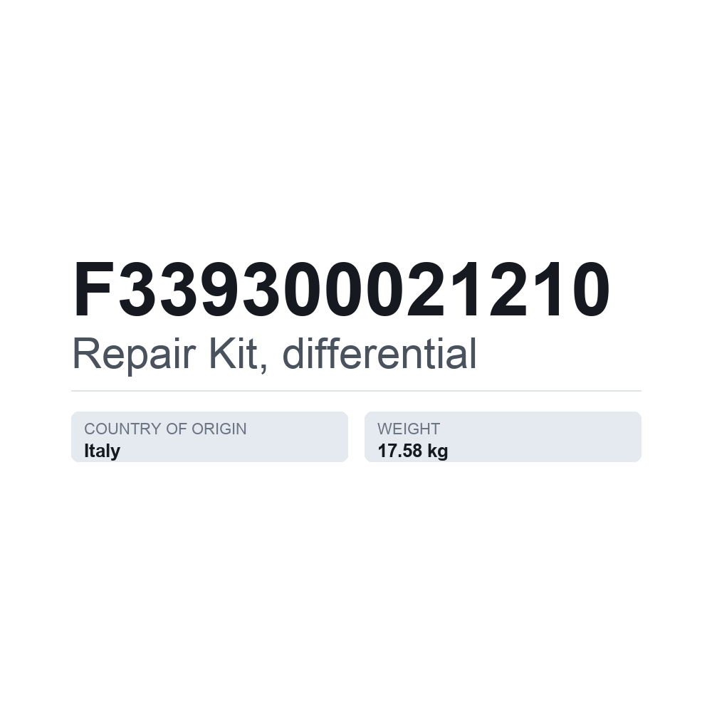 Reparatursatz, Differential F339300021210 — technisches Datenblatt