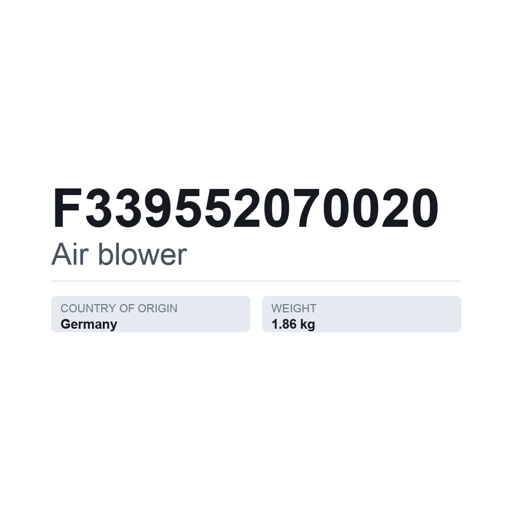 Innenraumgebläse F339552070020 — technisches Datenblatt