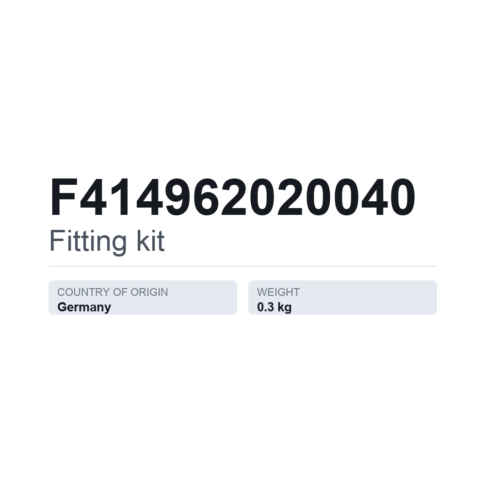 Monteringssæt F414962020040 — teknisk datablad