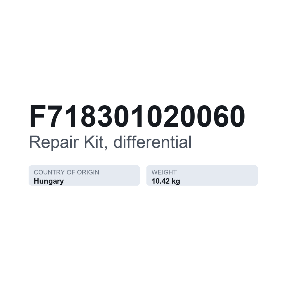 Reparatursatz, Differential F718301020060 — technisches Datenblatt