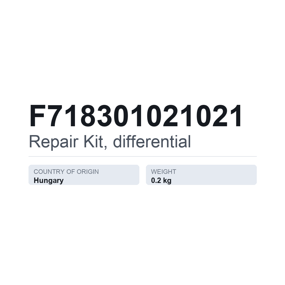 Reparatursatz, Differential F718301021021 — technisches Datenblatt