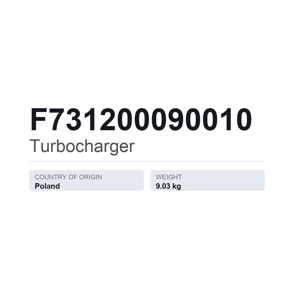 Turbolader F731200090010 — teknisk datablad