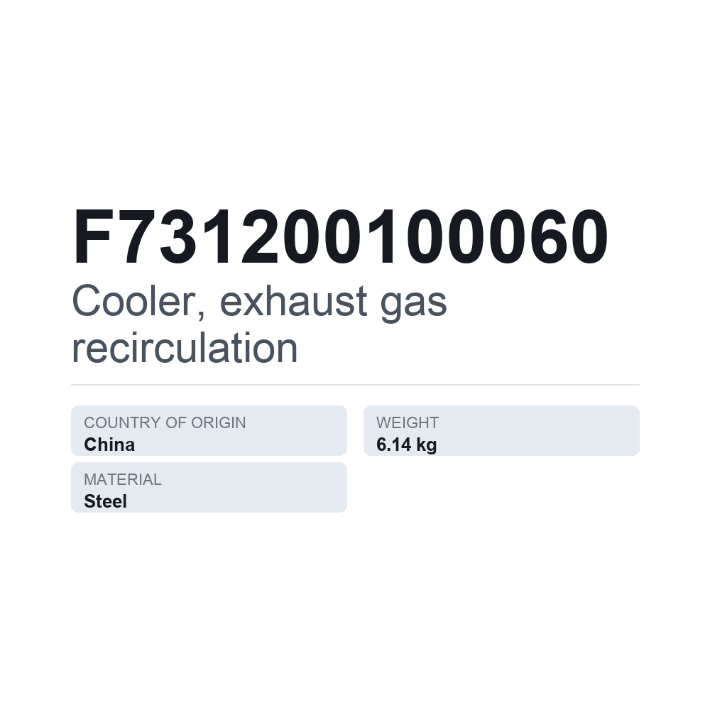 EGR-jäähdytin F731200100060 — tekninen tietokortti
