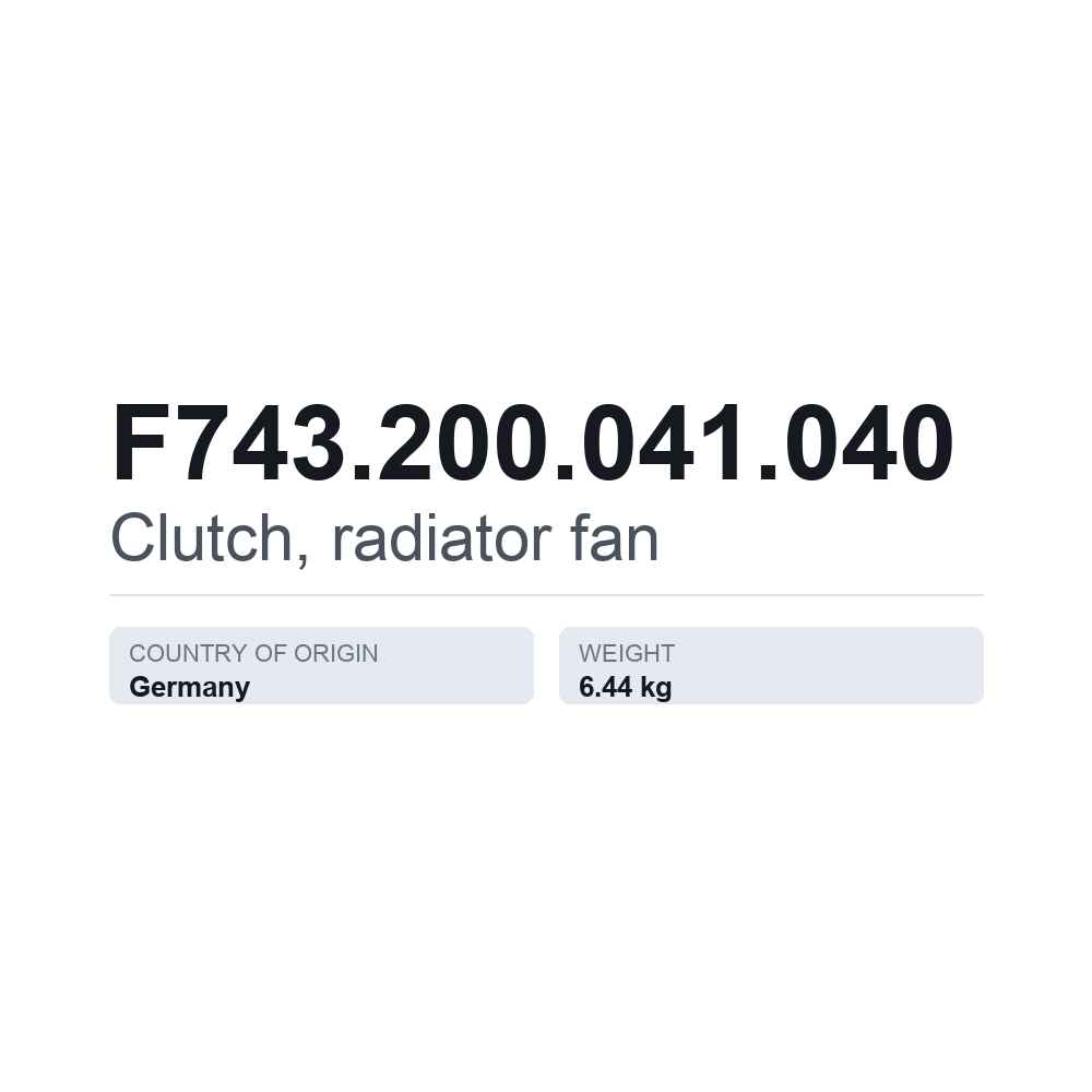 Clutch, radiator fan F743.200.041.040 — technical data card