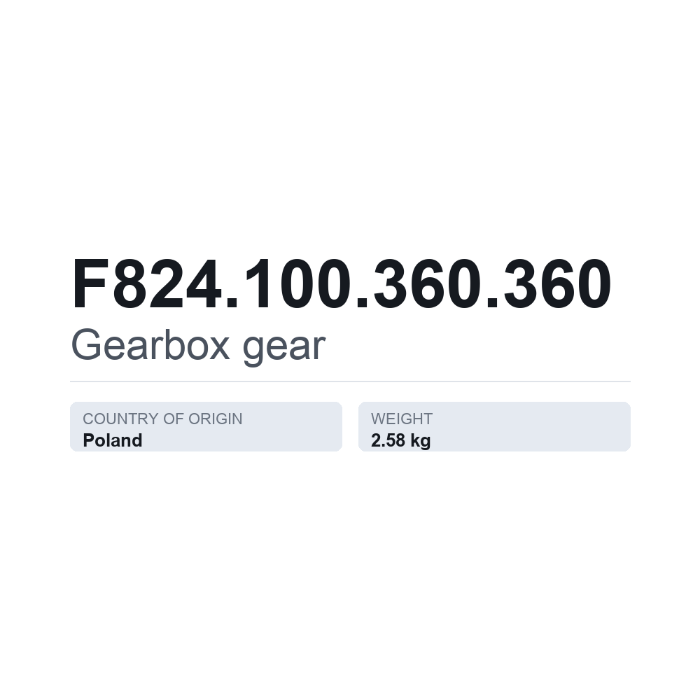 Getriebezahnrad F824.100.360.360 — technisches Datenblatt