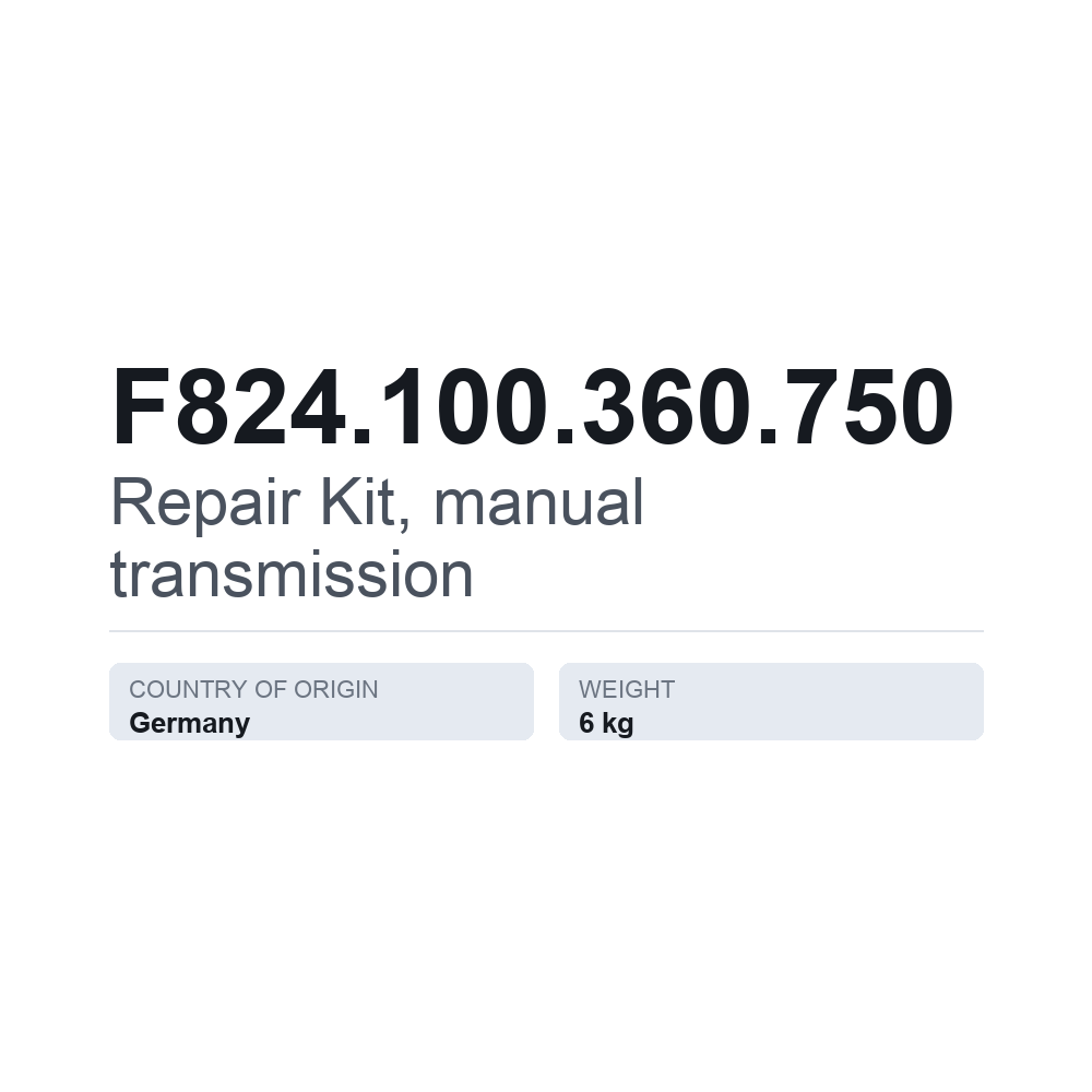 Reparationssæt, manuel gearkasse F824.100.360.750 — teknisk datablad