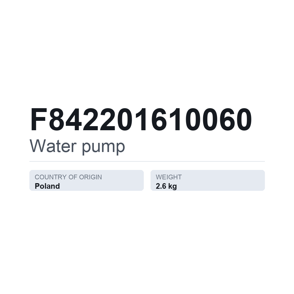 Wasserpumpe F842201610060 — technisches Datenblatt