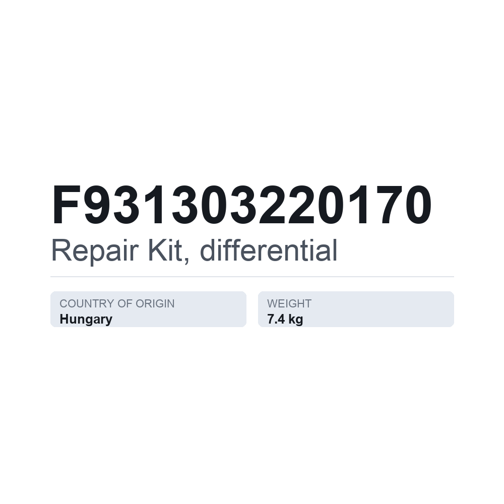 Reparatursatz, Differential F931303220170 — technisches Datenblatt