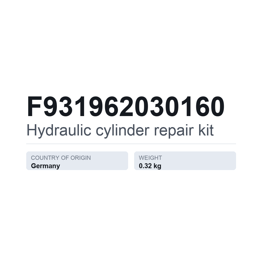 Reparatursatz, Hydraulikzylinder F931962030160 — technisches Datenblatt