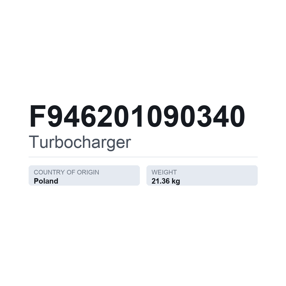 Turbolader F946201090340 — teknisk datablad