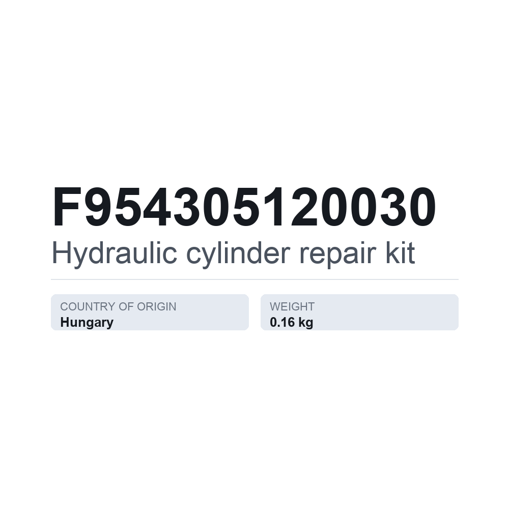 Reparatursatz, Hydraulikzylinder F954305120030 — technisches Datenblatt