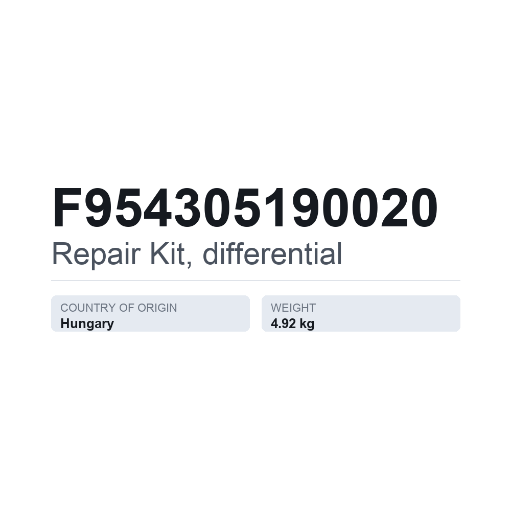 Reparatursatz, Differential F954305190020 — technisches Datenblatt