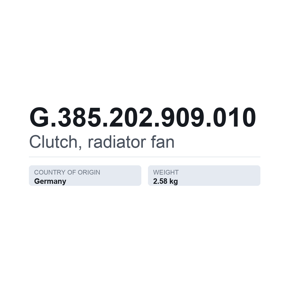 Kobling, køleventilator G.385.202.909.010 — teknisk datablad