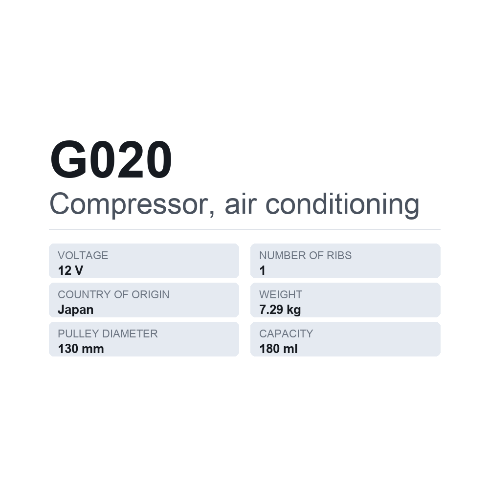 Klimakompressor G020 — technisches Datenblatt